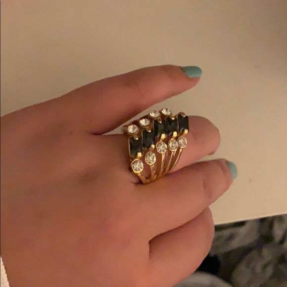 NWT Lavender/black gold statement cocktail ring - Picture 3 of 5